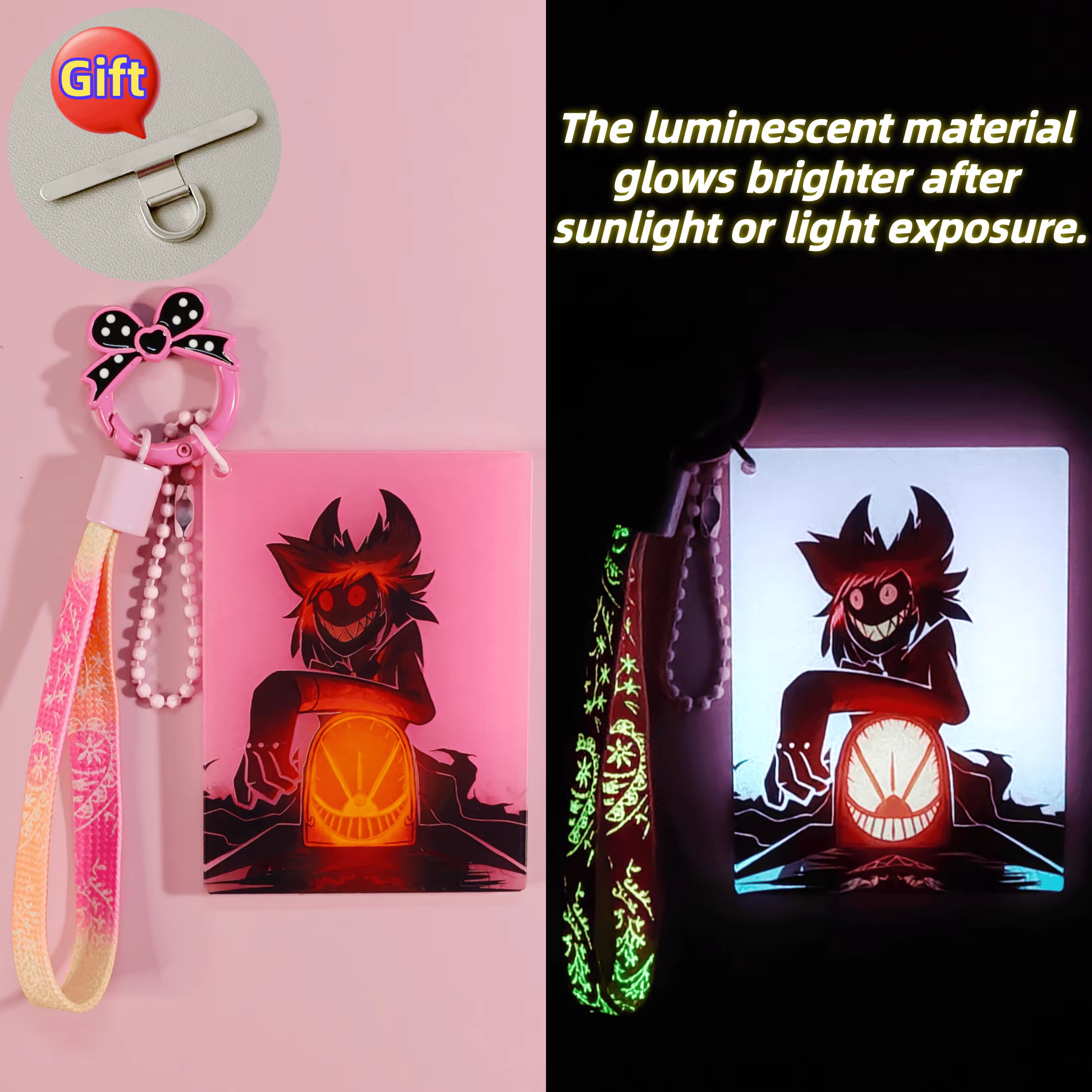 Porte-clés en acrylique luminescent Hazbin Hotel Anime, accessoire mobile, décoration de sac à dos, 