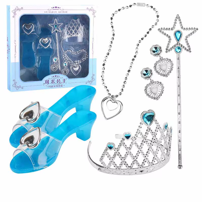 Ensemble de princesse couronne pour enfants, sac à main à talons hauts, bijoux, maison de jeu, jouet