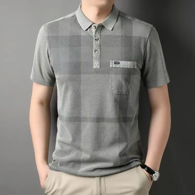 Nouveau style d'été : T-shirt en coton effet vieilli, Polo haut de gamme pour homme avec poches, ant