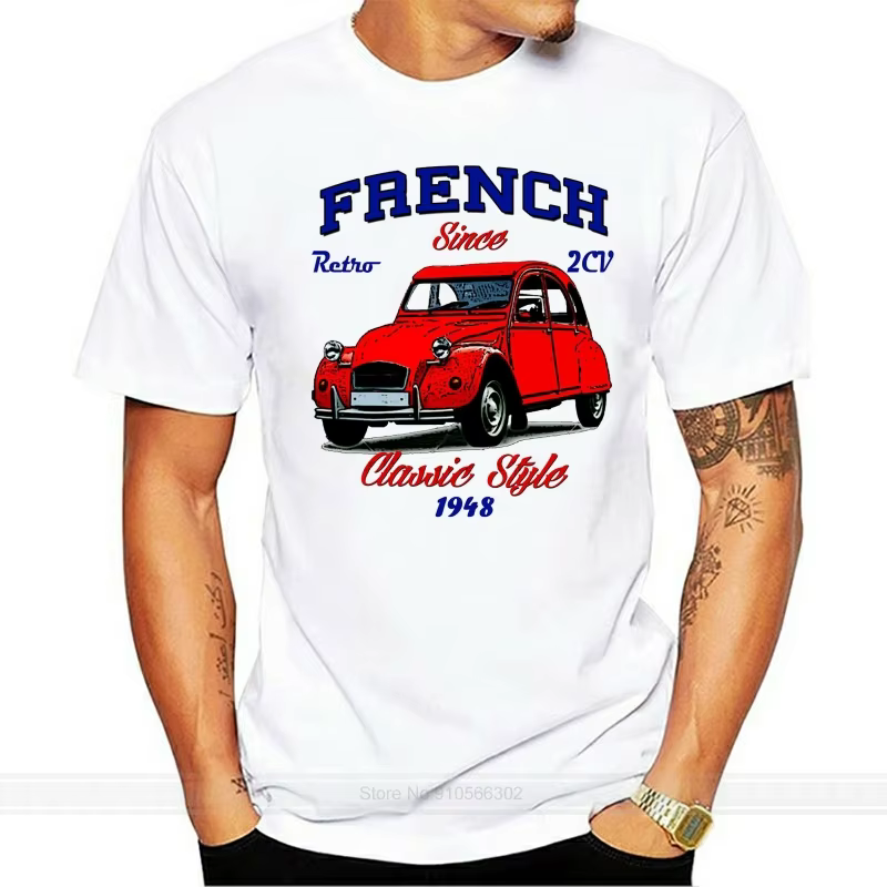 Voiture française Vintage 2cv-nouveau T-Shirt en coton pour hommes, t-shirt d'été à la mode, taille 