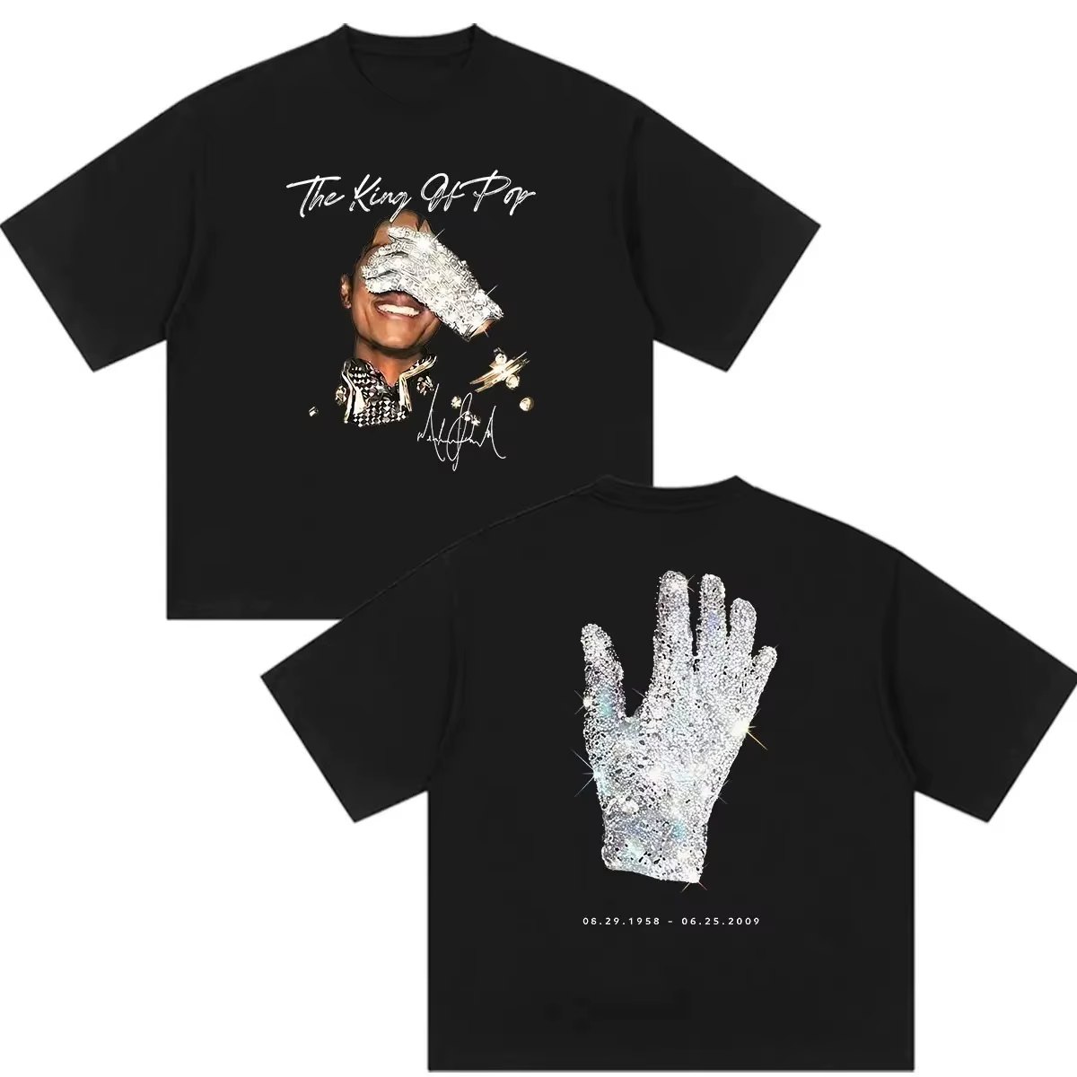 Nouveau T-shirt tendance 2026 Michael Jackson King of Pop Unisexe Gothique Hip Hop Ample Mode Coton 
