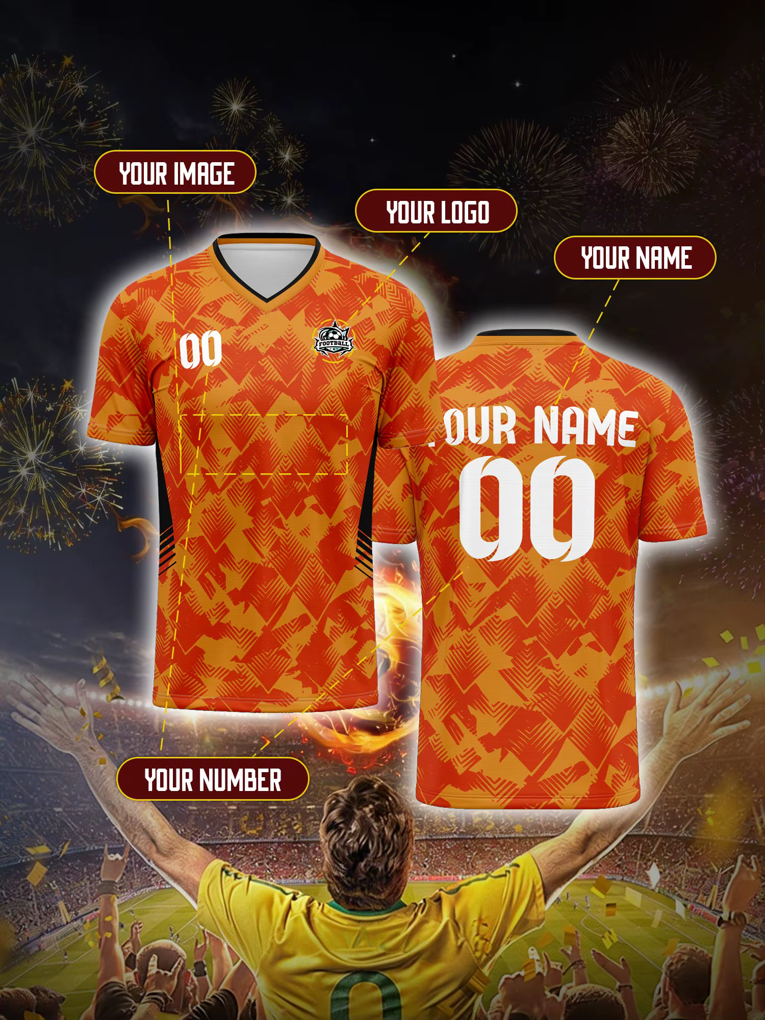 Maillot de sport unisexe pour adultes et enfants 2026, personnalisable avec nom et numéro, col en V,