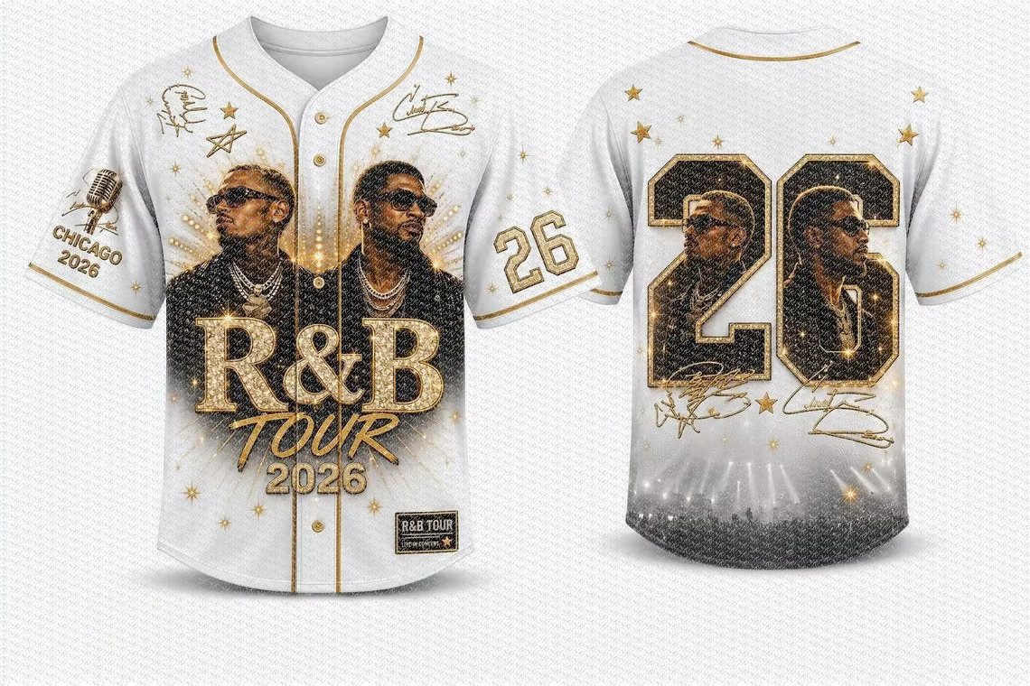 T-shirt de football R&B Tour Umbilical, style Usher_Chris_Brown, costume de concert, cadeau pour fan