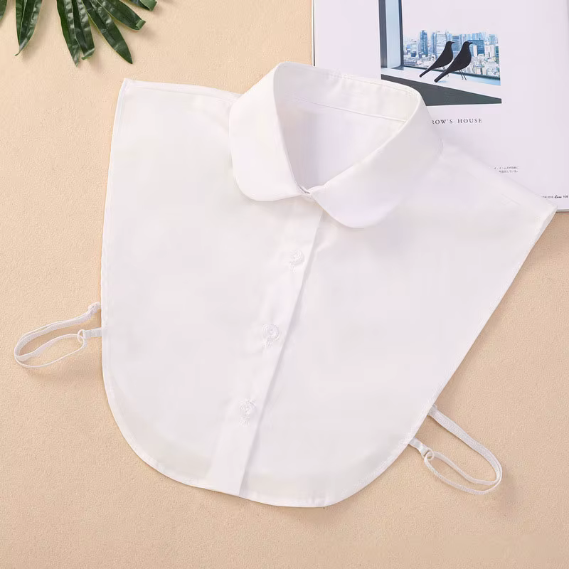 Chemise à revers détachable en coton pour femmes, faux col, mode, couleur unie, faux chemisier, crav