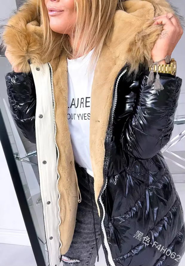 Veste bouffante pour femme, vêtements d'hiver, col en fausse fourrure, manteau épais et Slim, 2024