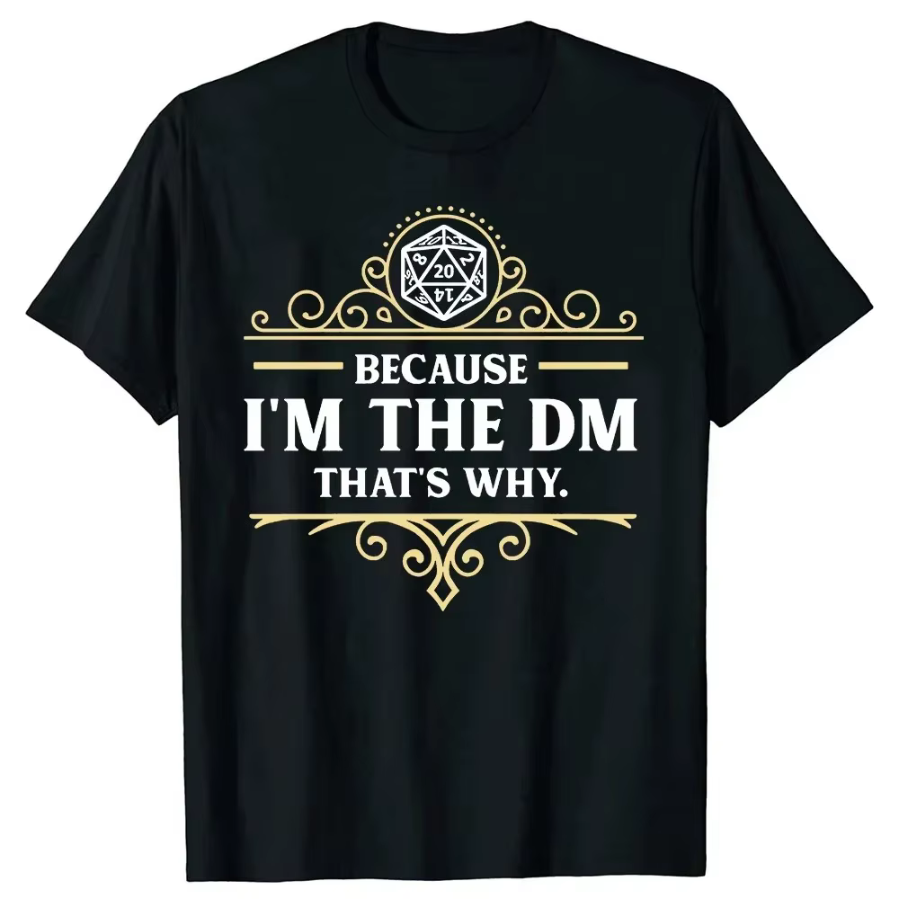 T-shirt graphique drôle DM RPG Gamer, streetwear esthétique unisexe, coupe oversize, en coton, impri