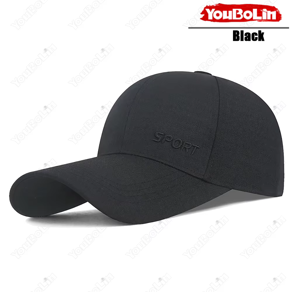 Casquette de baseball à visière oversize pour homme – Casquette de sport respirante de couleur unie 