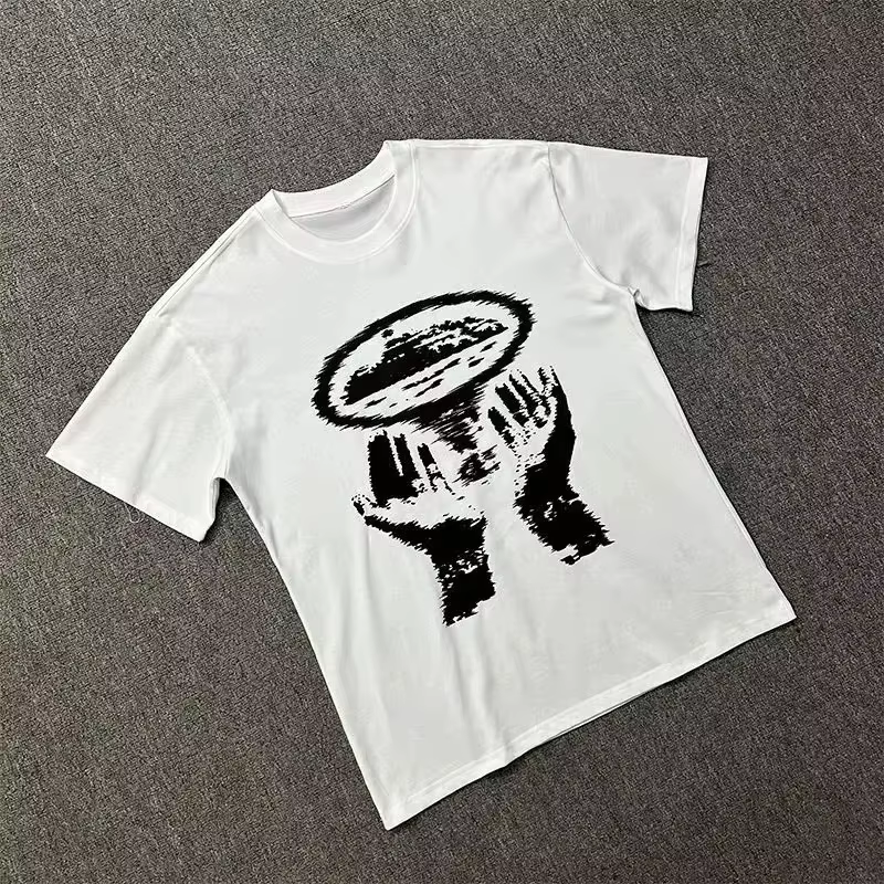 T-shirt et short graphiques oversize pour homme, style streetwear décontracté, col rond, manches cou