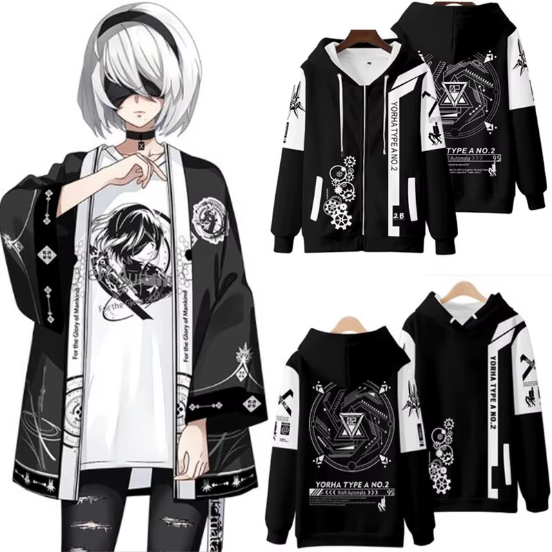 Jeu NieR: Automata impression 3D hommes/femmes mode harajuku sweat à capuche à manches longues pull/