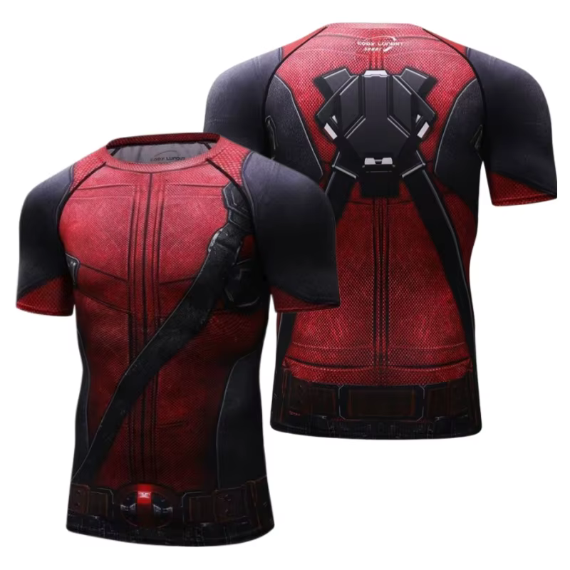 T-shirt de compression Deadpool assorti pour la famille, imprimé recto-verso réaliste, séchage rapid