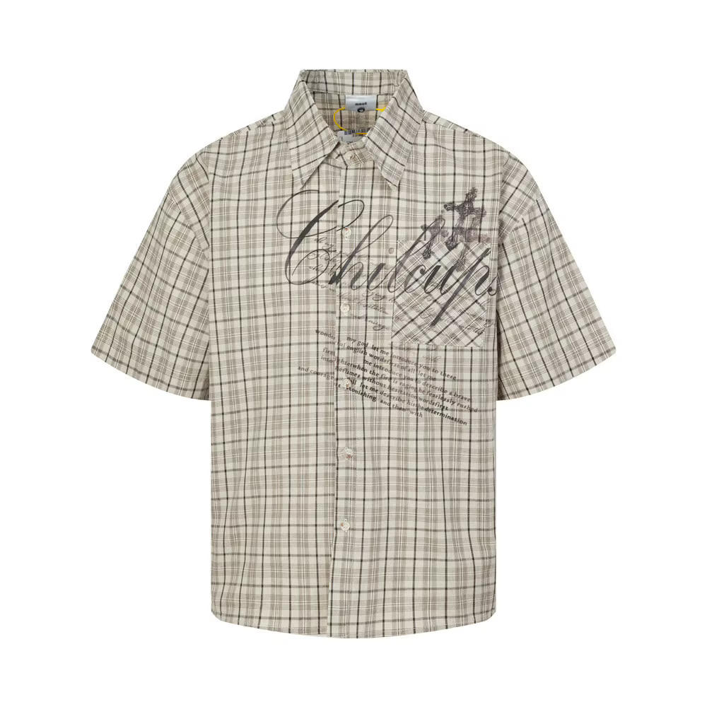 T-shirt à manches courtes pour hommes, imprimé croisé, rétro, High Street, ample, simple boutonnage,