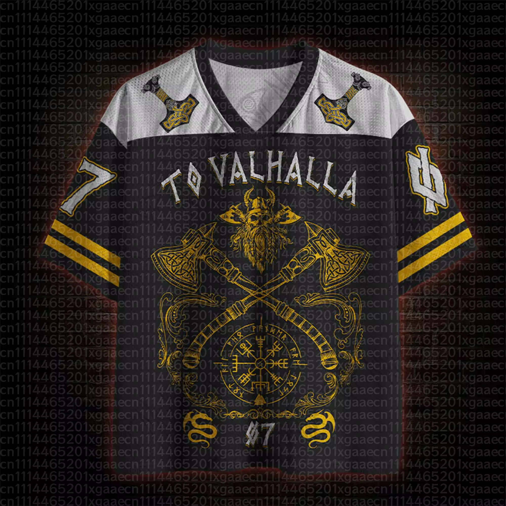 Nouvelle collection 2026 : T-shirt sportif à manches courtes et col en V, thème mythologique nordiqu