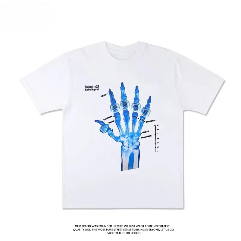 T-shirt Commémoratif Lakers Kobe Bryant Five Crowns pour blessure au doigt, Maillot de sport à manch
