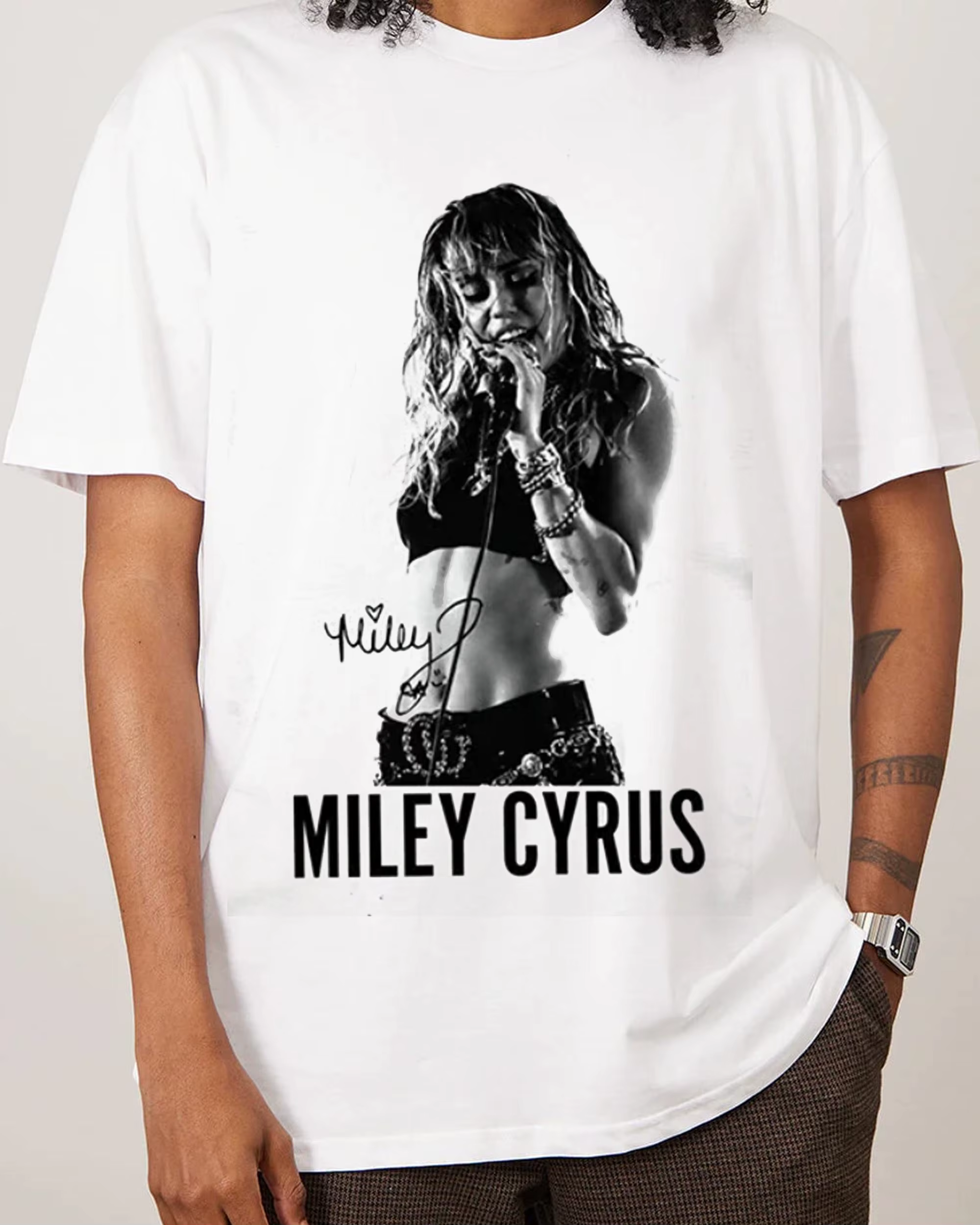 T-shirt Vintage Miley Cyrus: T-shirt ample et respirant pour hommes et femmes, Streetwear Hip Hop de