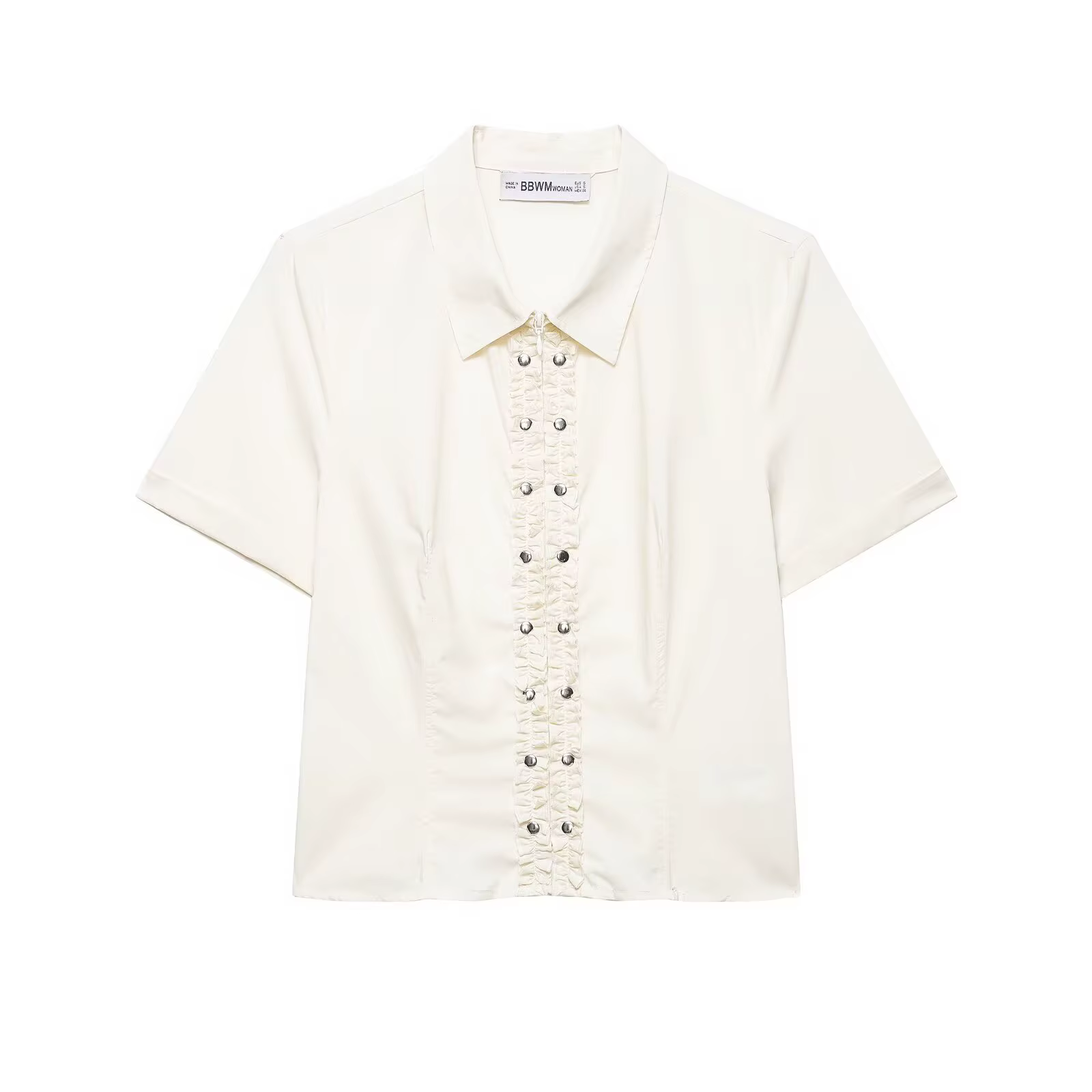 Ensemble deux pièces décontracté été pour femme : chemise à manches courtes en popeline laminée avec