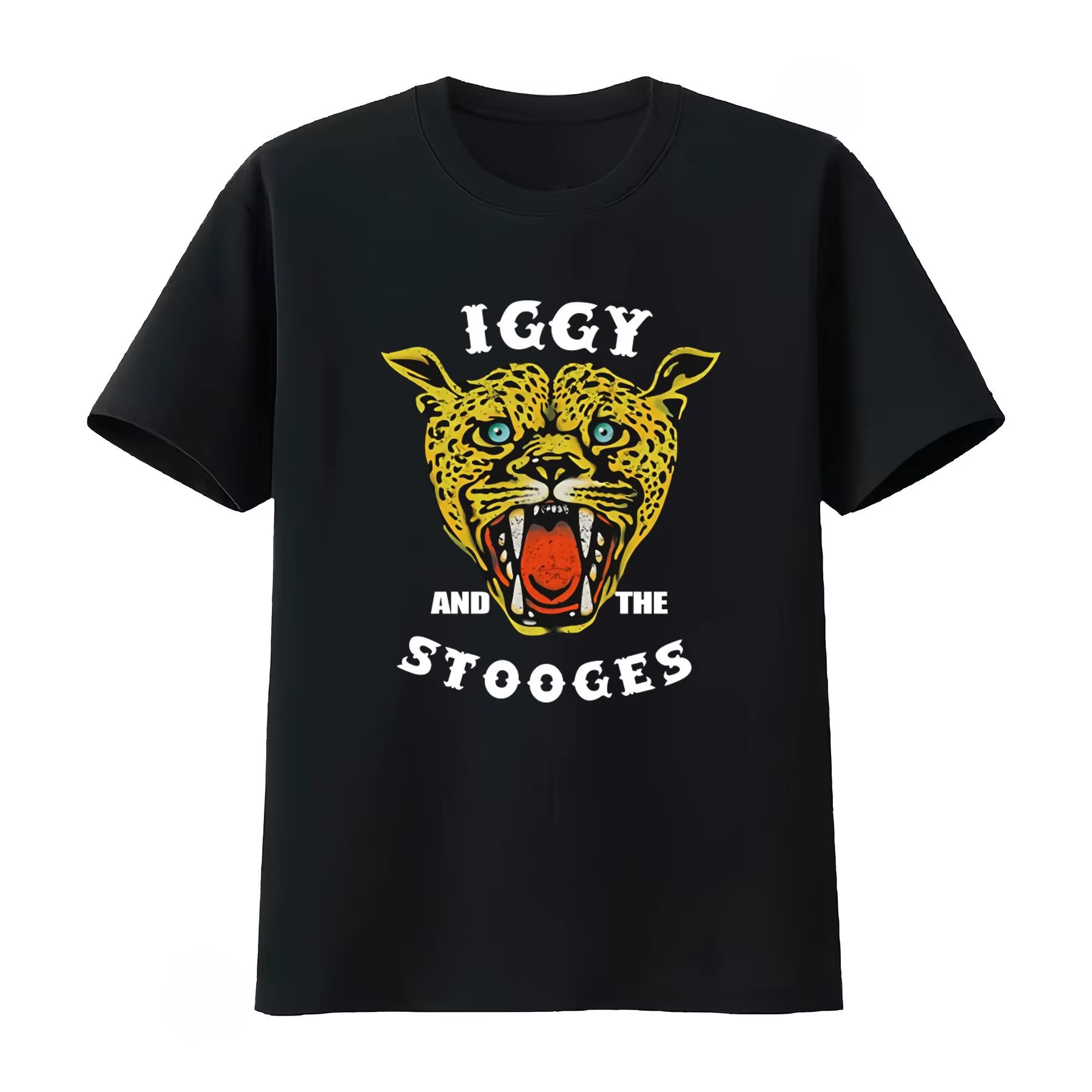 T-shirt imprimé guépard Iggy and The Stooges, t-shirt graphique décontracté, vêtements pour hommes e