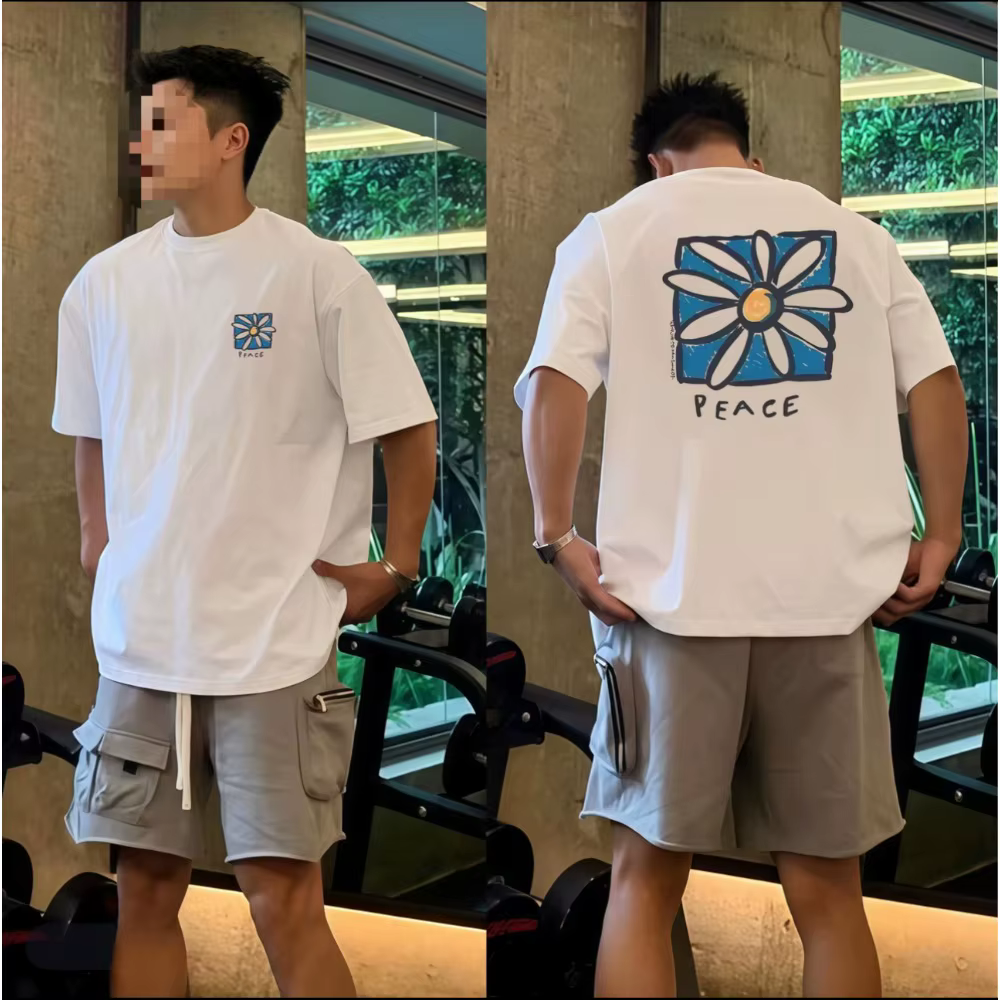 Nouveau t-shirt unisexe à motif floral américain style streetwear, coupe ample et décontractée, idéa