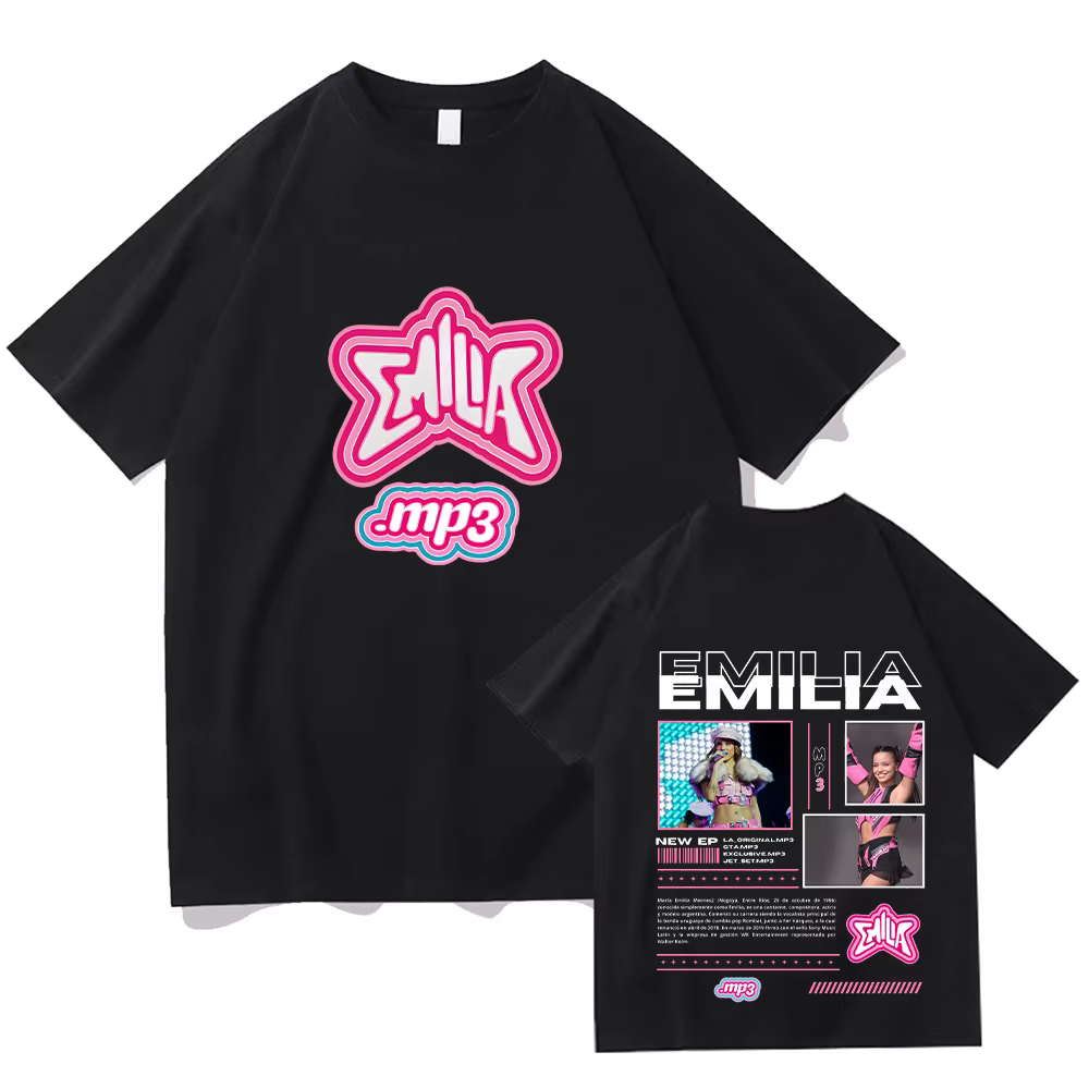 Emilia Mernes MP3 T-shirt hommes mode Vintage à manches courtes T-shirt surdimensionné Hip Hop coton
