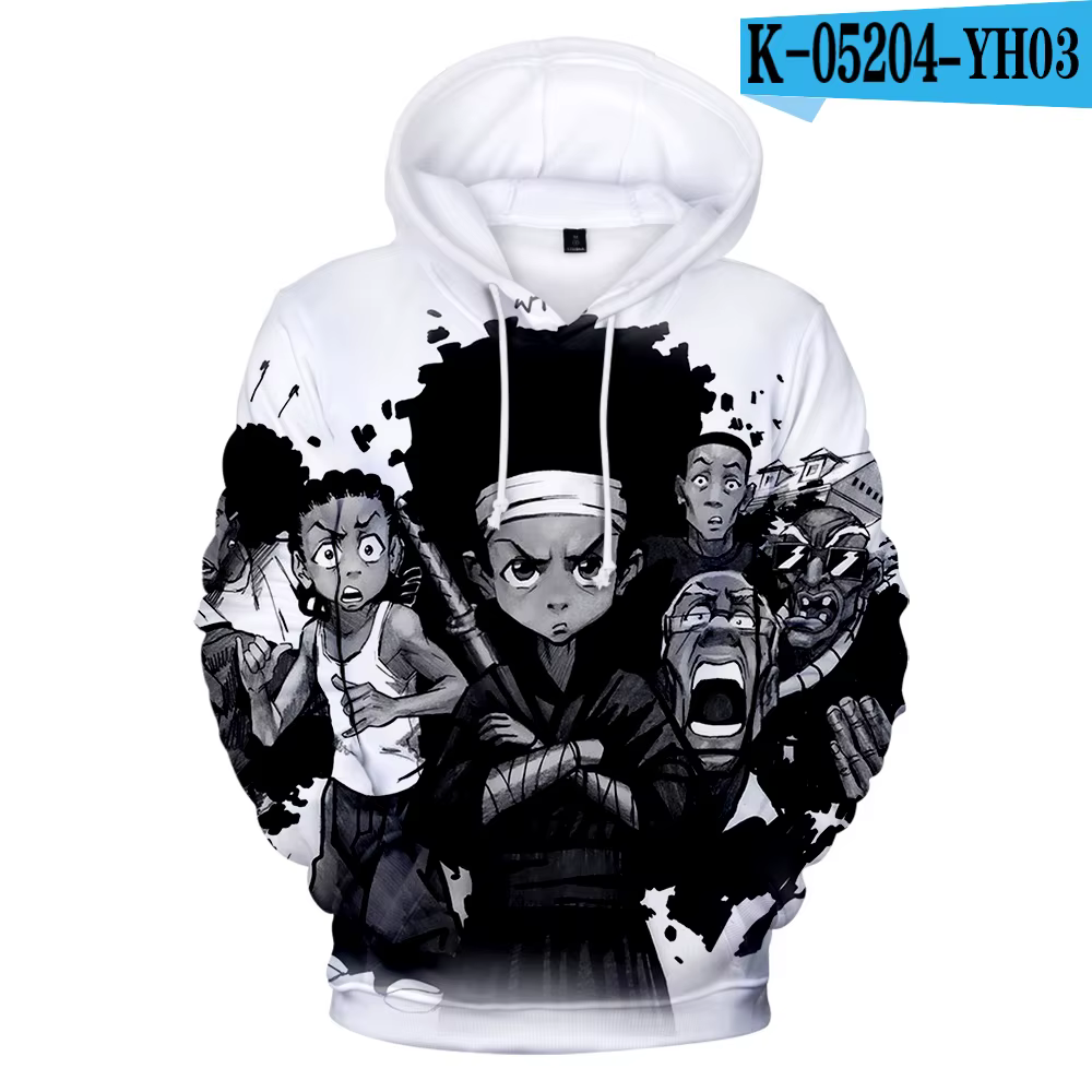 Sweats à capuche 3D The Boondocks pour hommes et femmes, sweat-shirt à manches longues, streetwear d
