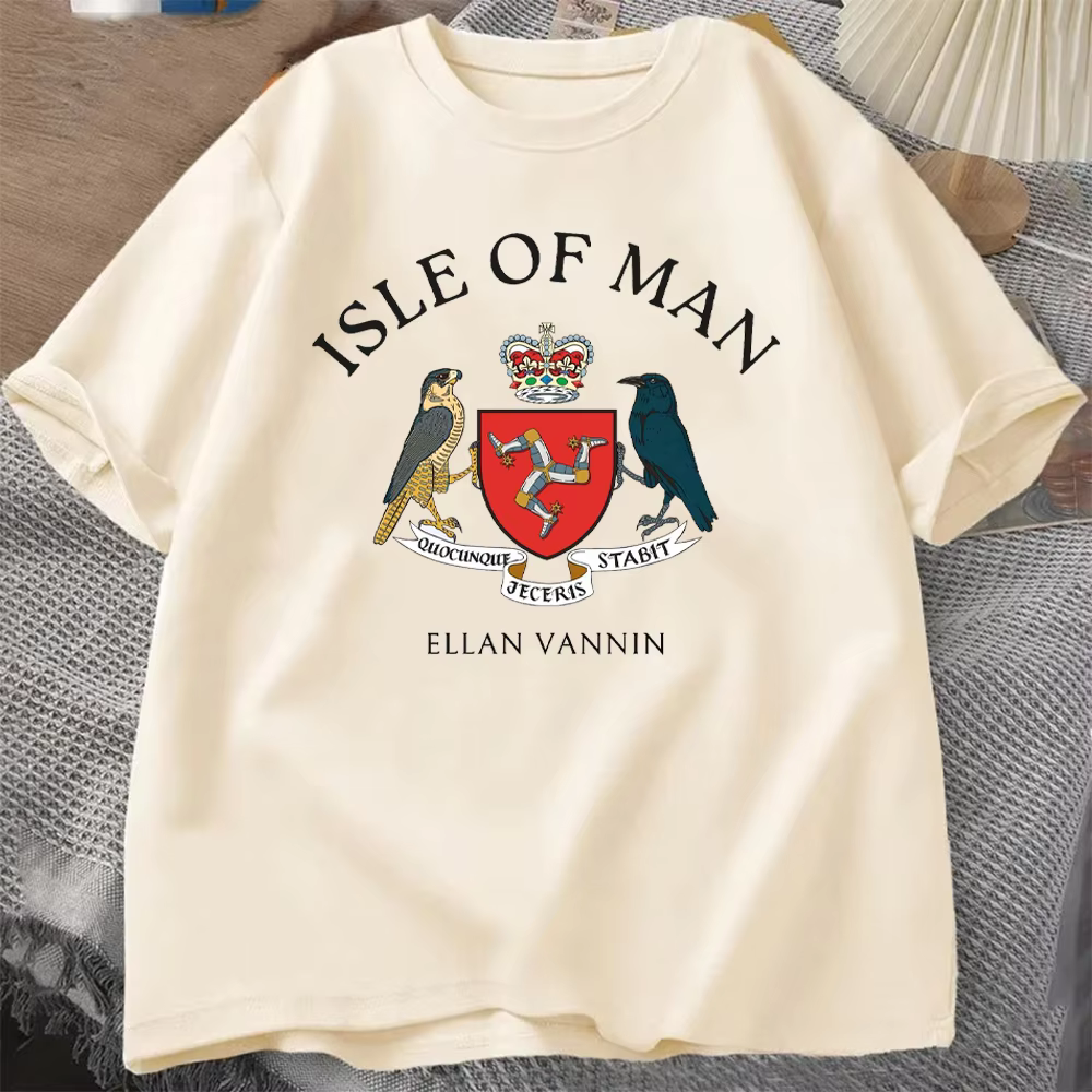 T-shirt d'île de Man pour hommes, survêtement d'été avec lettres imprimées, col rond, manches courte