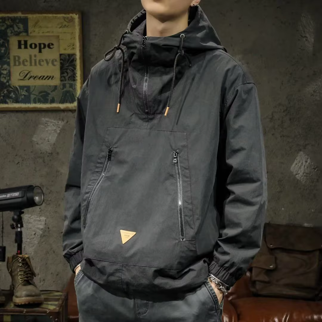 Sweat à capuche zippé grande taille pour homme, veste vintage, sweat-shirt militaire, coupe-vent Har