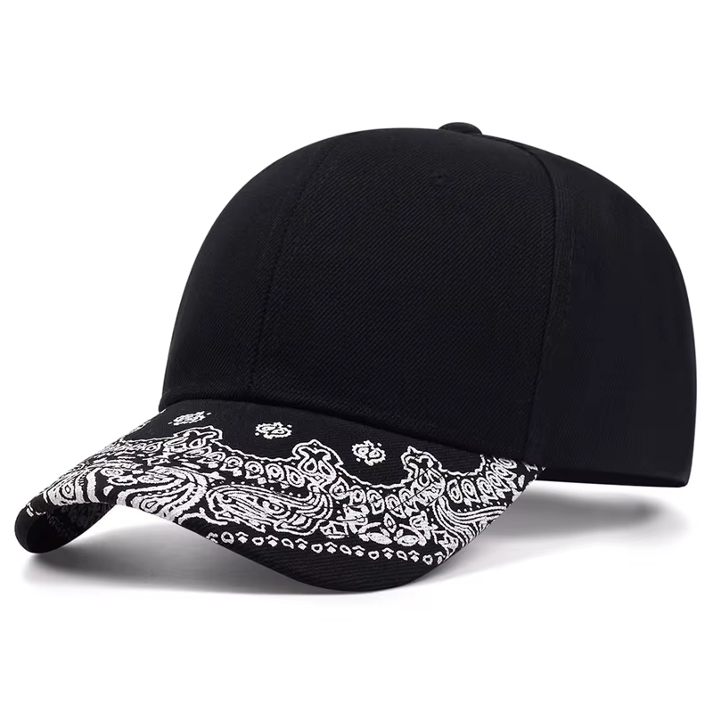 2025 mode nouveau chapeau à bord plat fleur de cajou chapeau avant-toit imprimé rue Hip Hop chapeau 