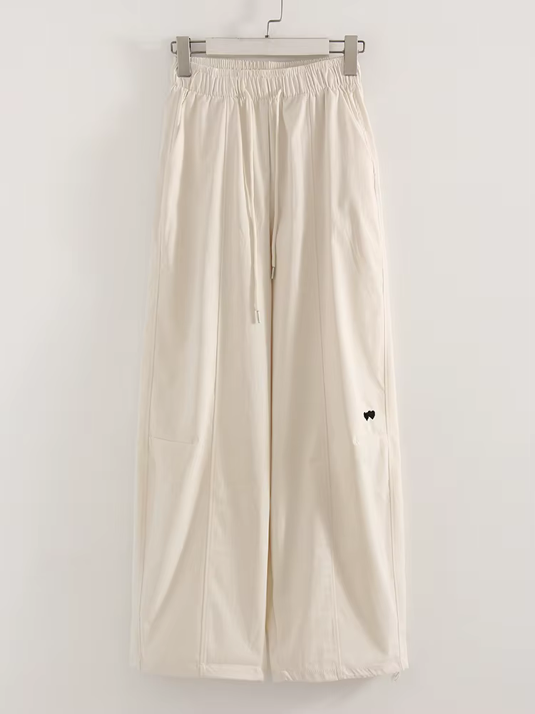 Pantalon droit bleu pour femmes, taille élastique, jogging, pantalon de survêtement à séchage rapide