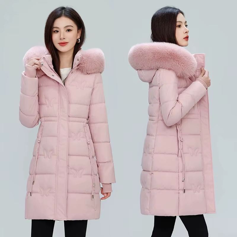 Parka bouffante à col en fourrure pour femme, ample, longue, à capuche, plus chaude, épaisse, veste 