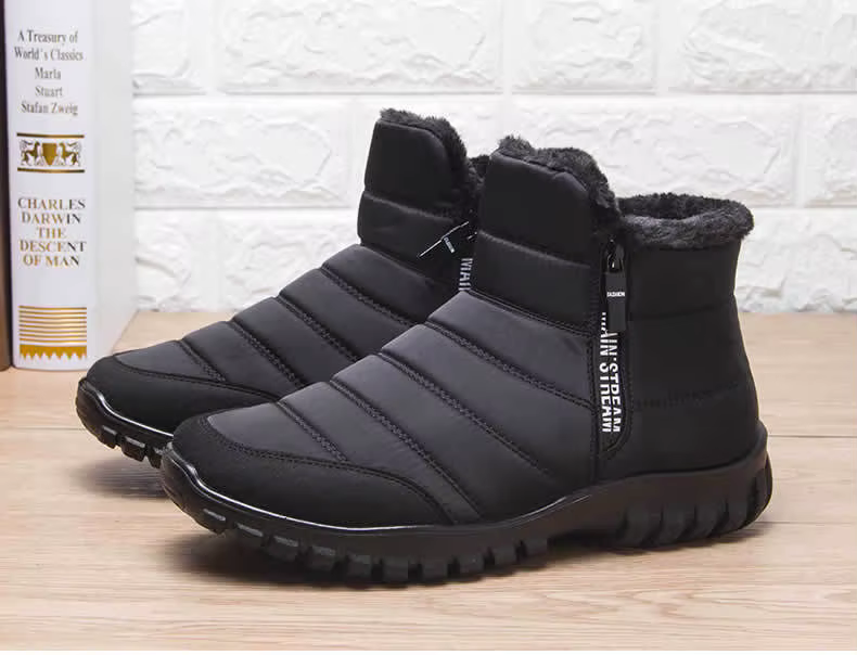 Chaussures d'hiver baskets pour hommes bottines de neige chaudes en coton avec fermeture éclair, cha