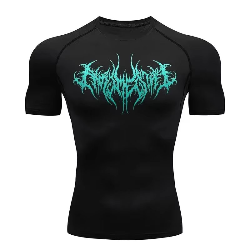 T-shirt de compression extensible pour hommes, fitness, gym, sport, course à pied, t-shirt fin respi