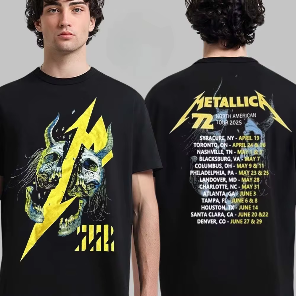 T-Shirt Metallica M72 World Tour 2026, en coton, avec image graphique, pour hommes et femmes, Street