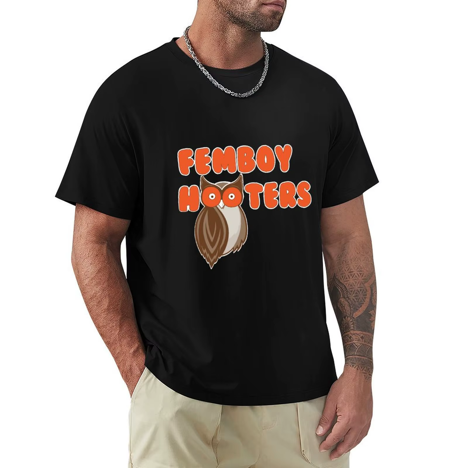 Femboy Hooters T-Shirt homme T-Shirt drôle chemise coton hommes T-Shirt