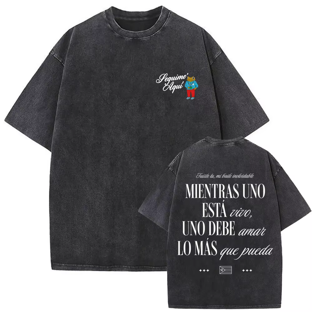 T-shirt vintage délavé Rapper Bad Bunny Debi Tirar Mas Fotos DTMF World Tour 2026 – T-shirts mode Hi