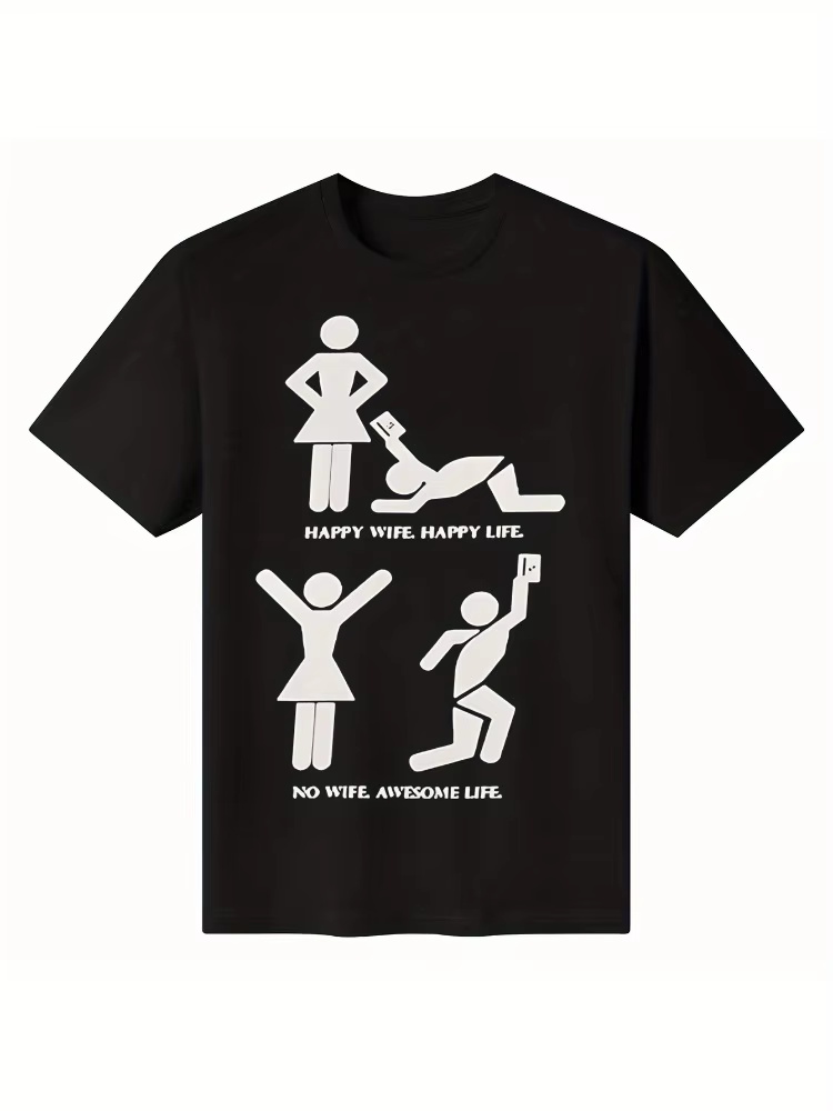T-shirt Happy Woman, Beautiful Life Model, style décontracté pour femmes, design satirique et humori