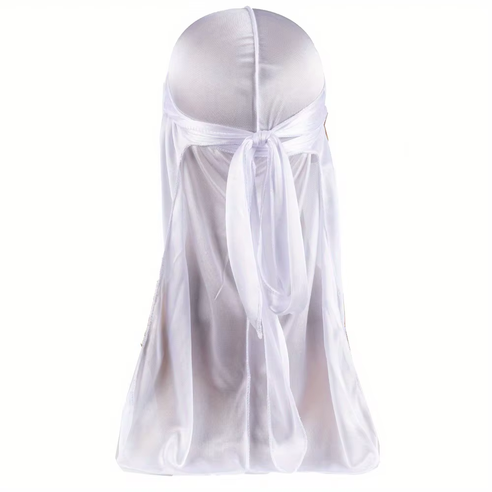 Bonnet Durag en soie pour hommes, Bandana soyeux Du Rag Doo Rag, casquette à longue queue ondulée