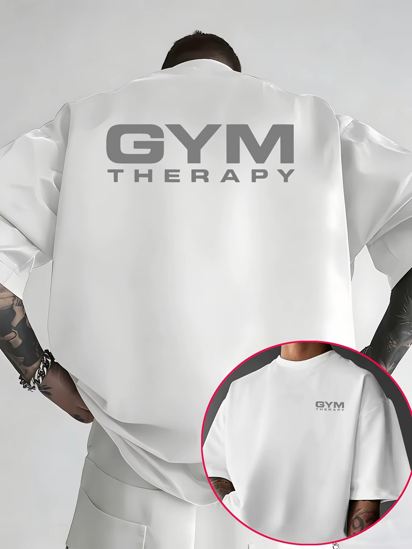 T-shirt pour homme en coton 100% premium avec impression minimaliste "Gym Therapy", parfait pour les
