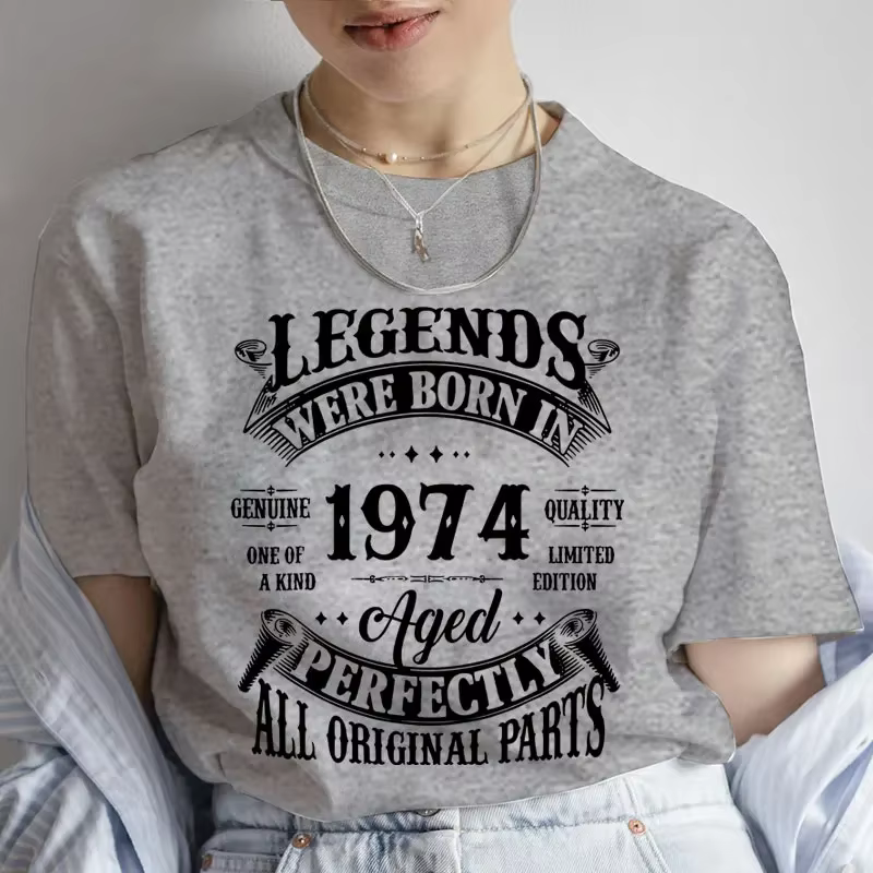 ATIONS End Were Born in 1974 T-Shirt imprimé pour femmes, Vêtements vintage Tshirt Femme 1974 Tshirt