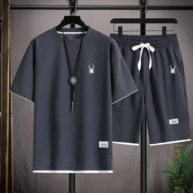 Ensemble t-shirt à manches courtes et short de sport pour homme, tendance, décontracté et confortabl