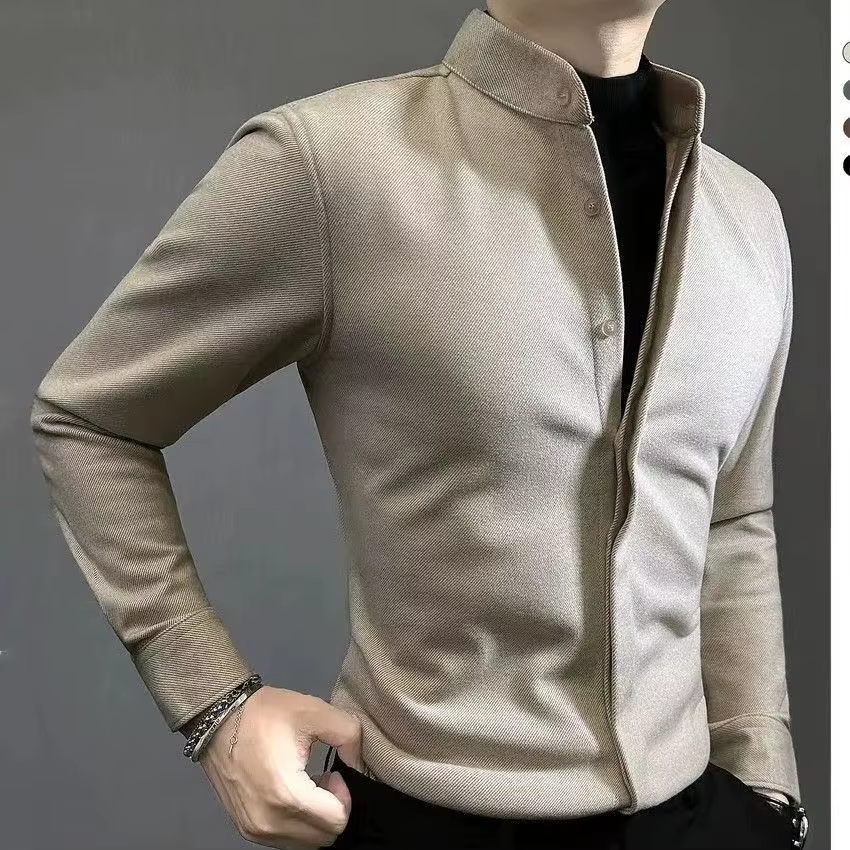 Chemise en laine légère à manches longues pour hommes, coupe couvertes, polyvalente, belle chemise, 