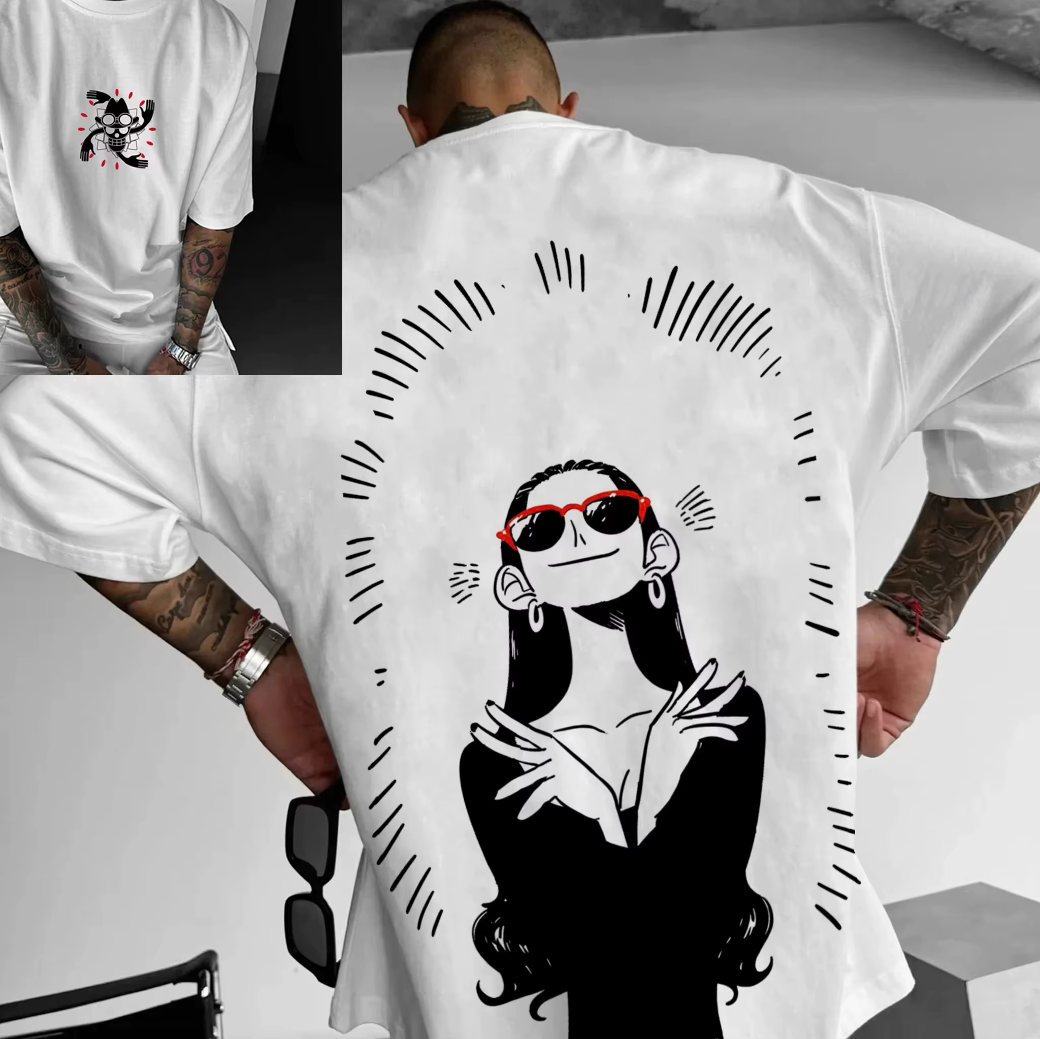 T-shirt imprimé One Piece Anime Nico Robin pour hommes et femmes, T-shirt de sport pour hommes, T-sh