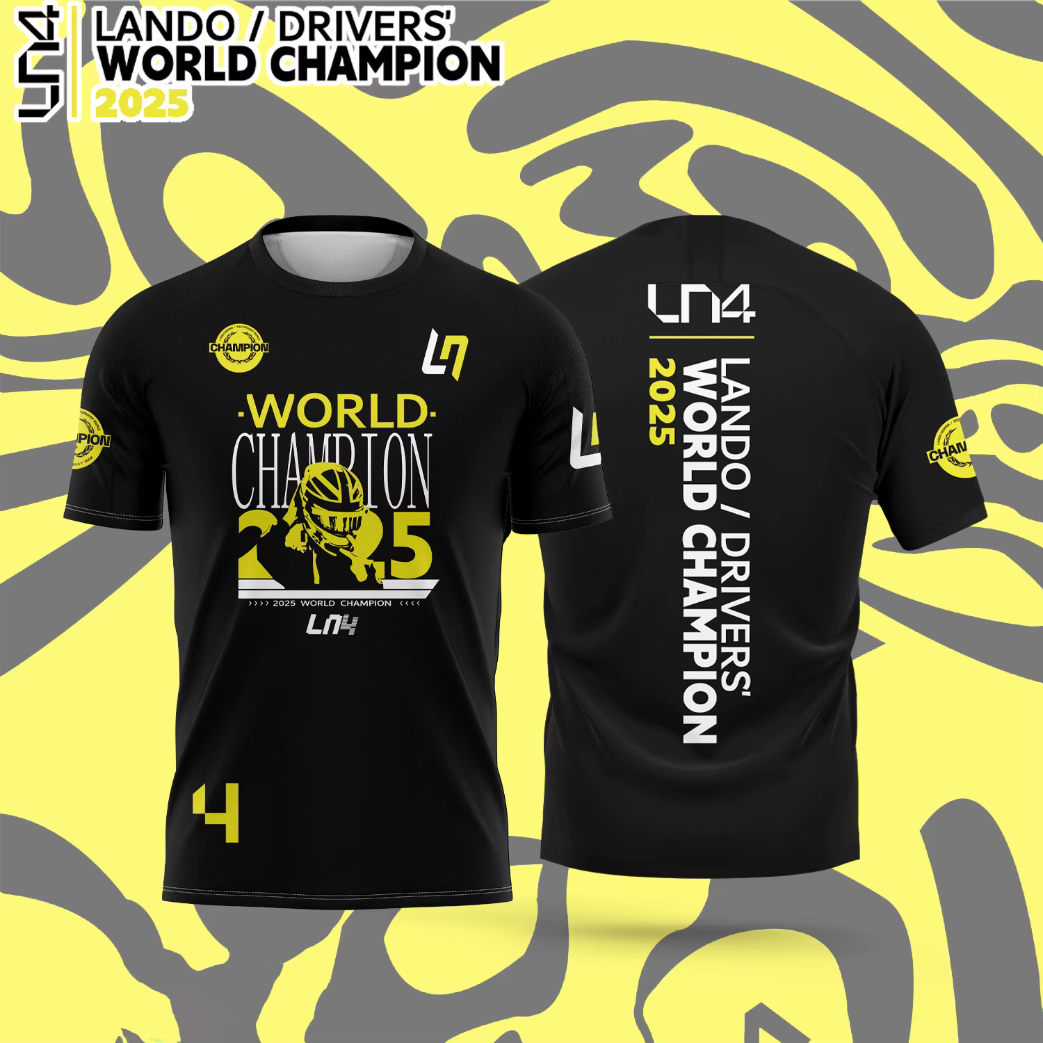 T-Shirt de célébration du Champion du monde du conducteur Lando Norris 2025, pour hommes et femmes, 