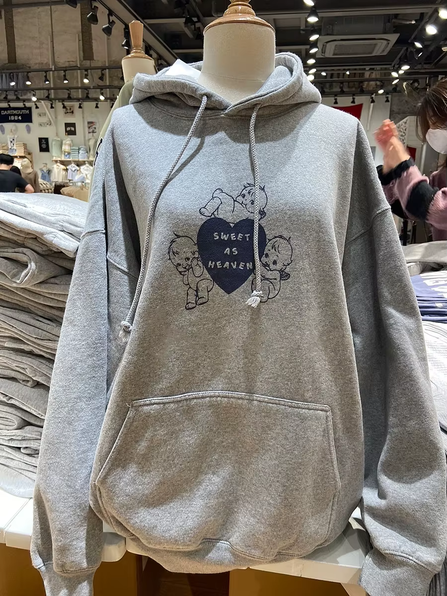 Sweat à capuche imprimé anges pour femmes, pull à manches longues en coton, décontracté, Vintage, St