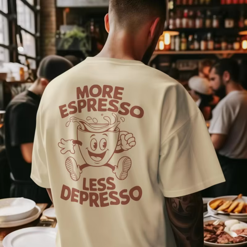 Citations intéressantes de chemises pour passionnés de café, manches courtes d'été en pur coton pour