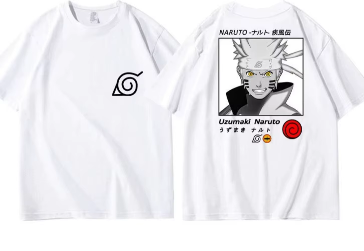 T-shirt blanc Naruto Kakashi, Naruto Uchiha Itachi Sasuke, en pur coton, imprimé double face, T-shir