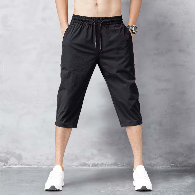 Pantalon court d'été pour hommes, pantalon extensible respirant au toucher glacé, short polyvalent d