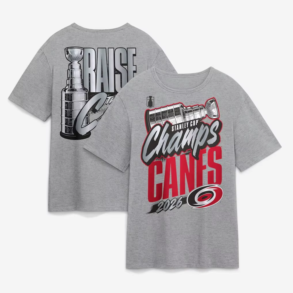 T-shirt des champions de hockey sur glace Carolina Hurricanes 2026, vêtements d'été en coton pour ho