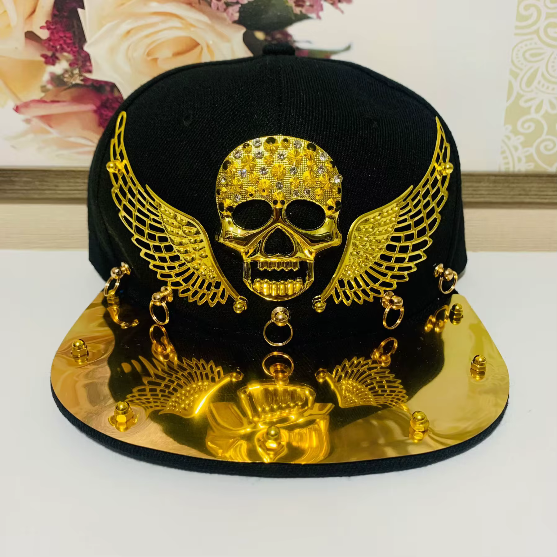 "Nouveau casquette à rivets punk hip-hop, casquette de baseball de style de rue avec clous pour homm