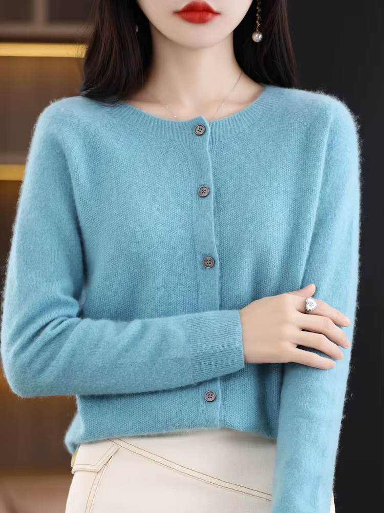 Pulls en laine mérinos 100% à manches longues, hauts en tricot à col rond pour femmes, vêtements de 