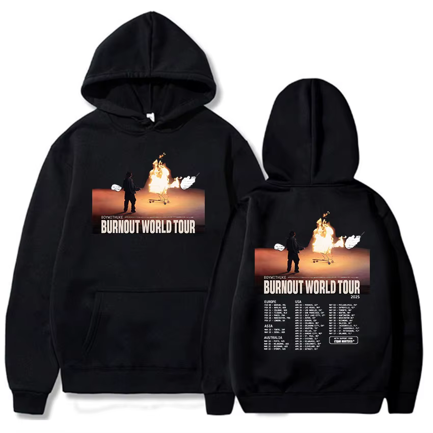 Boywithuke Burnout World Tour Sweats à capuche College graphiques pour hommes et femmes, Pulls à cap
