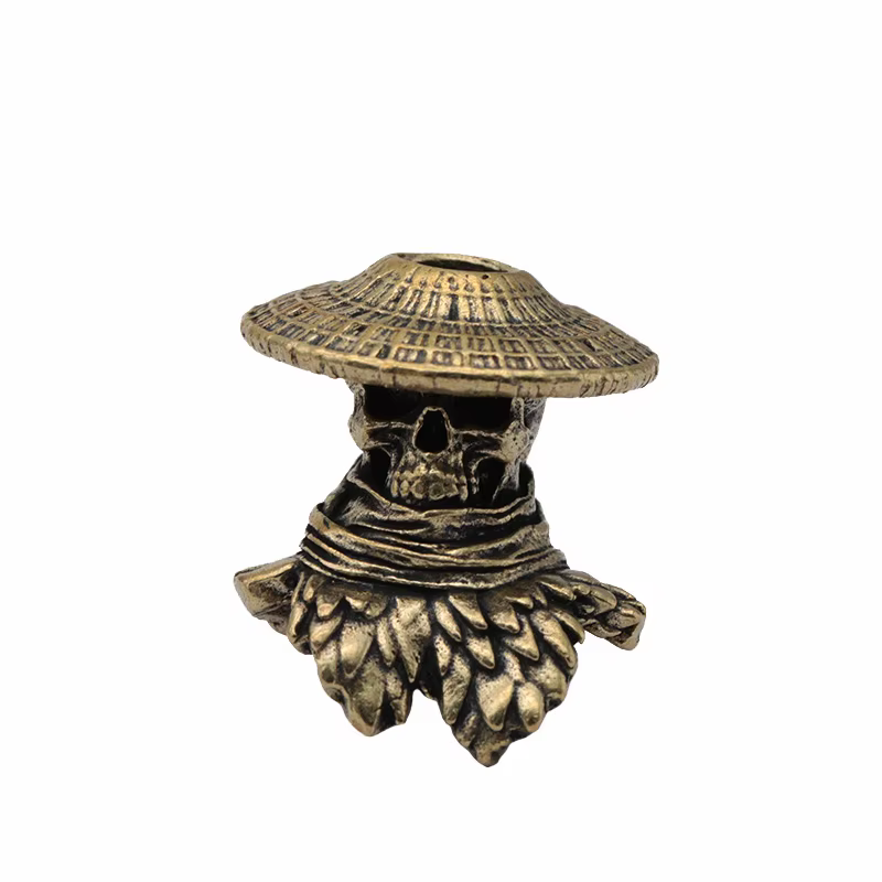 Crâne chevalier-errante couteau en laiton perle Punk EDC extérieur bricolage paracorde tissé lanière